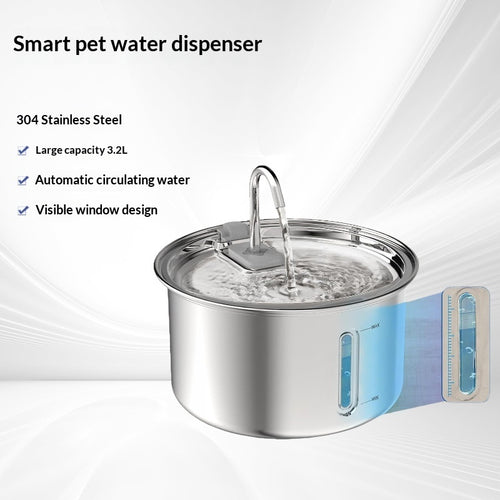 Automatic Pet Water Fountain 3L - Stainless Steel